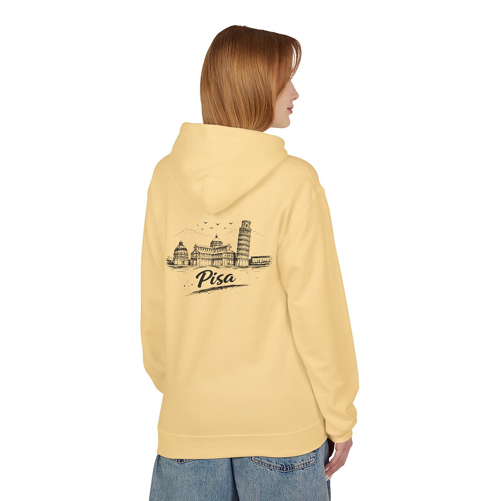 Thumbnail: Pisa-Melun Skyline Hoodie — Minimal French Cityscape Pullover