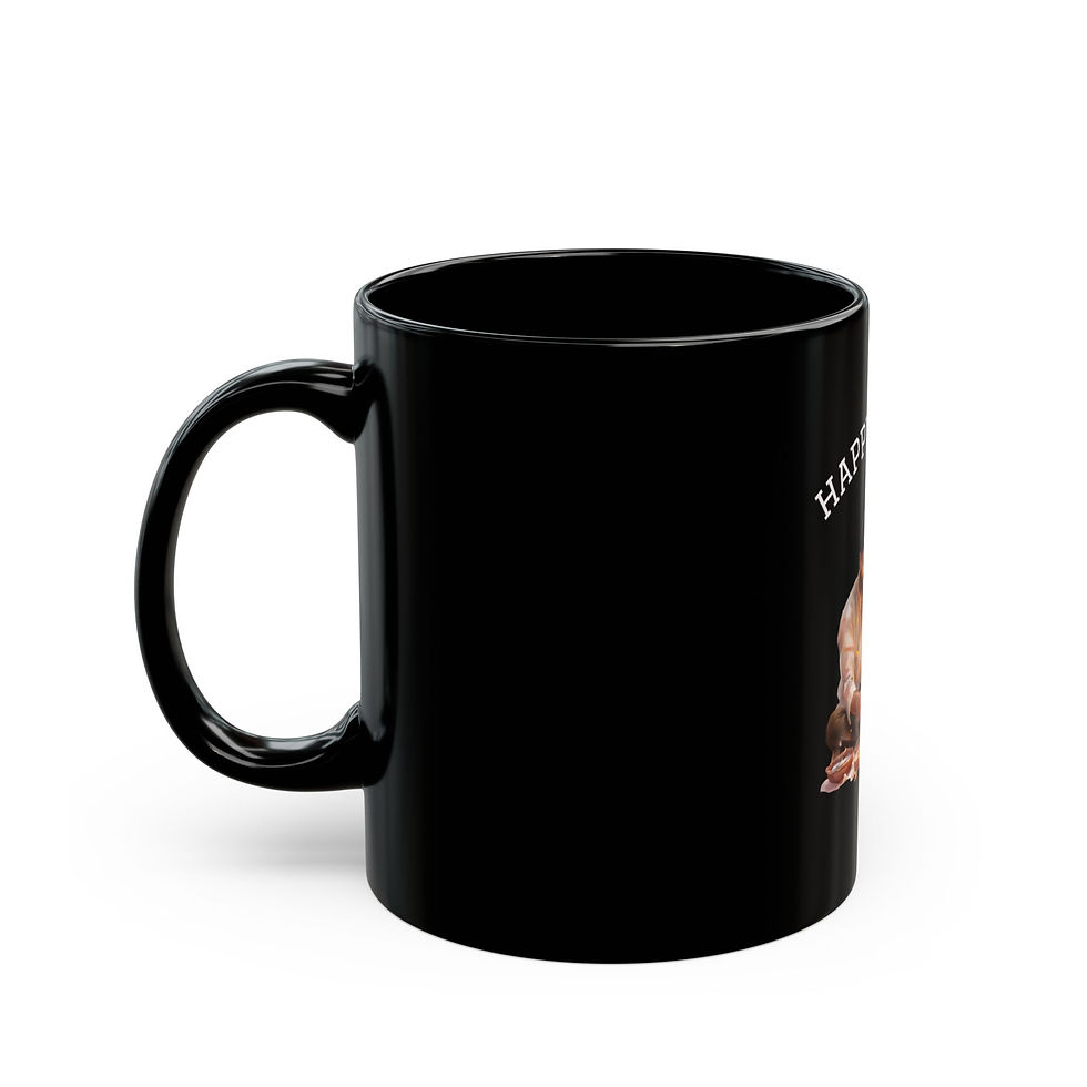 Thumbnail: Festive Black Mug with Colorful Floral Design, Unique Coffee Cup for Diwali