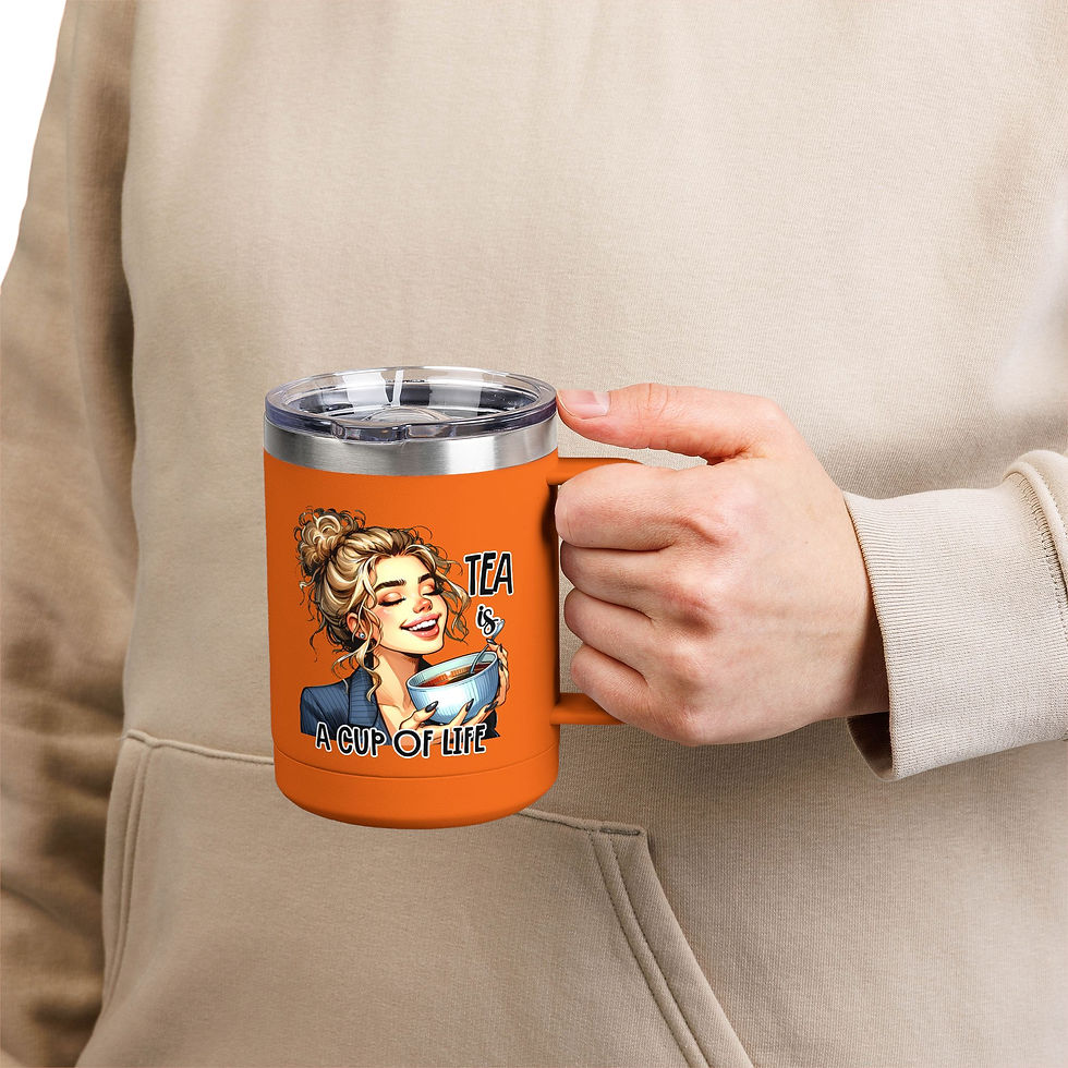 Thumbnail: Travel Mug -  Funny Coffee Tumbler 15oz | Happy Face on Front-Grumppy on Back