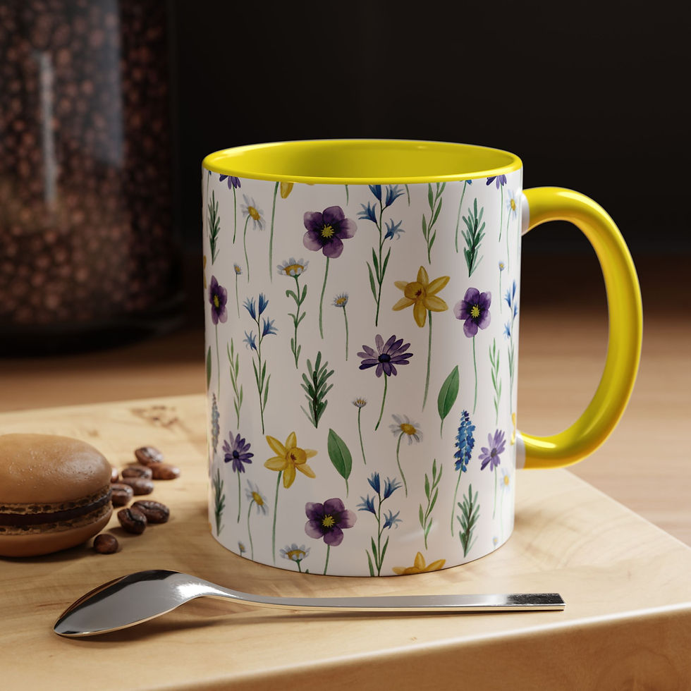 Thumbnail: Floral Pattern Ceramic Coffee Mug | Colorful Interior & Handle | Perfect Gift 
