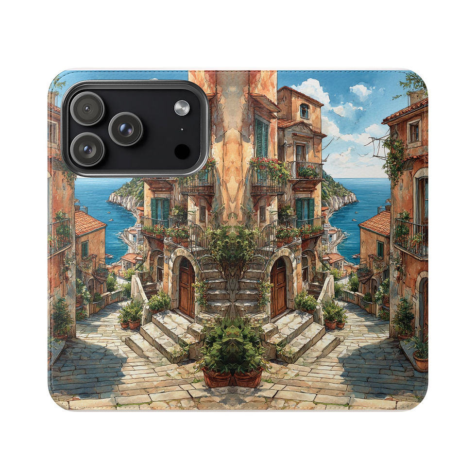 Thumbnail:  Flip Case — Cute Vintage Backpack Design, Card Slots