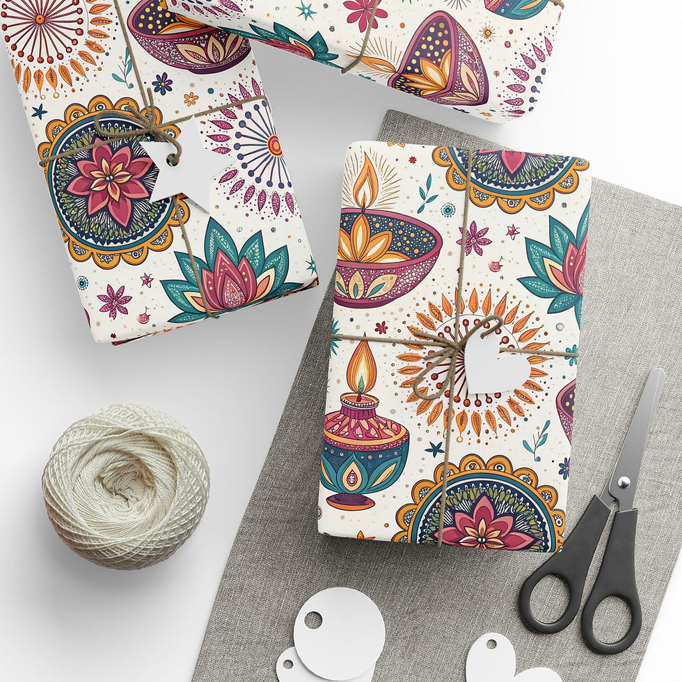 Thumbnail: Festive Diwali Wrapping Paper, Holiday Gift Wrap for Presents, Starry Design