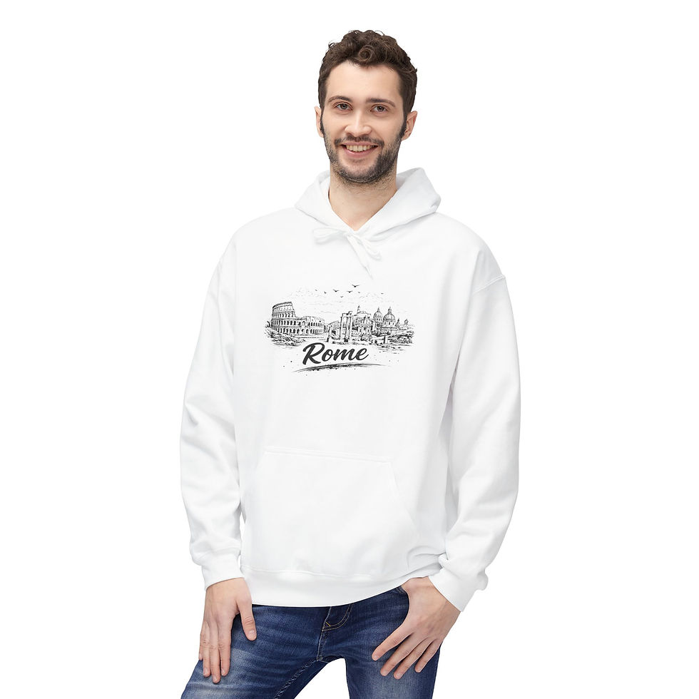 Thumbnail: Rome-Melun Skyline Hoodie — Minimal French Cityscape Pullover