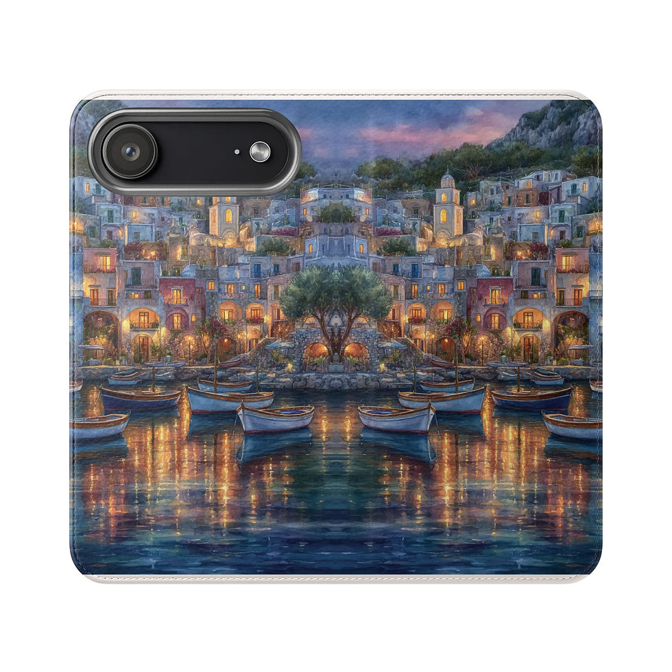 Thumbnail: Phone Flip Case — Cute Vintage Backpack Design, Card Slots