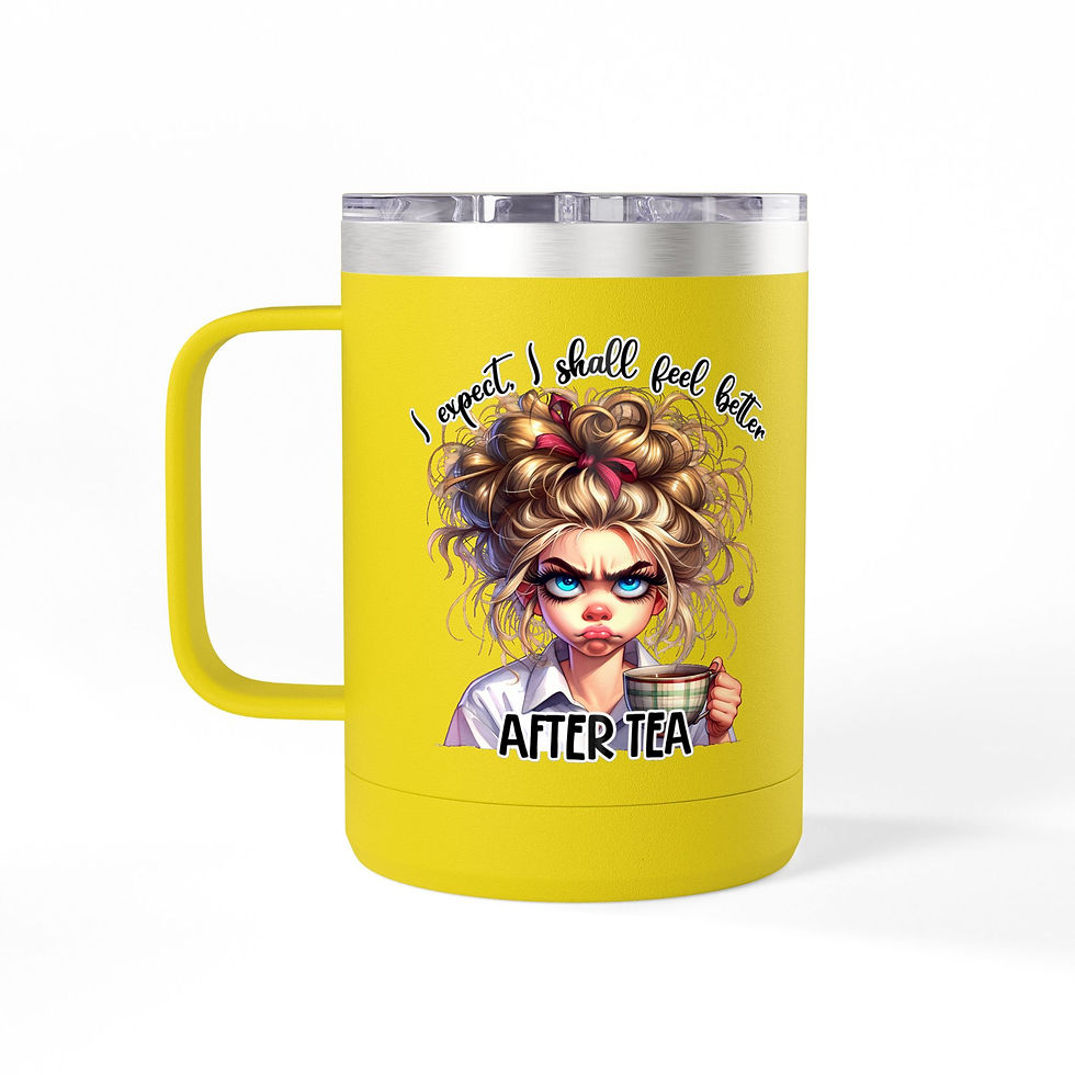 Thumbnail: Travel Mug -  Funny Coffee Tumbler 15oz | Happy Face on Front-Grumppy on Back