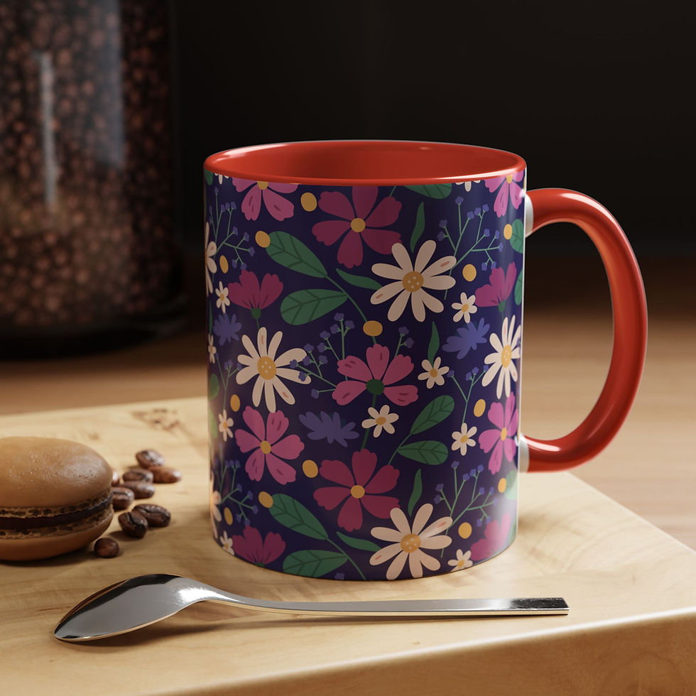 Thumbnail: Floral Pattern Coffee Mug | Beautiful Flower Design | Colorful Interior & Handle