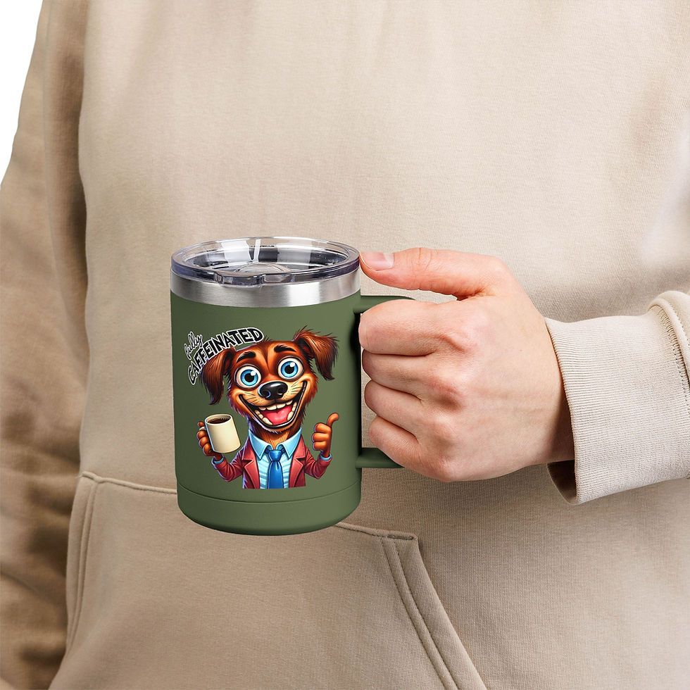 Thumbnail: Travel Mug -  Funny Coffee Tumbler 15oz | Happy Face on Front-Grumppy on Back