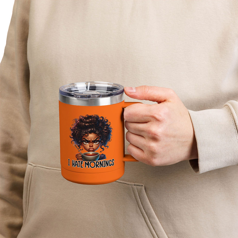 Thumbnail: Travel Mug -  Funny Coffee Tumbler 15oz | Happy Face on Front-Grumppy on Back