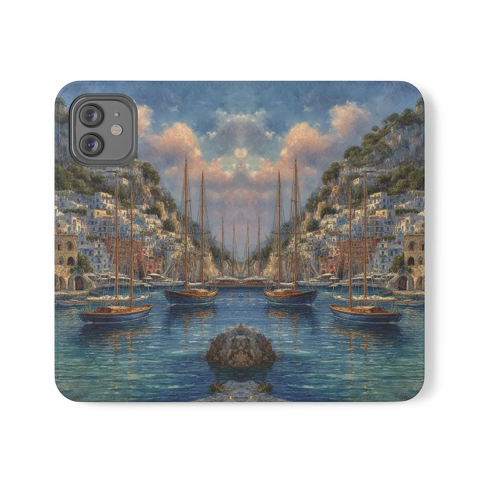 Thumbnail: Flip Case — Cute Vintage Backpack Design, Card Slots
