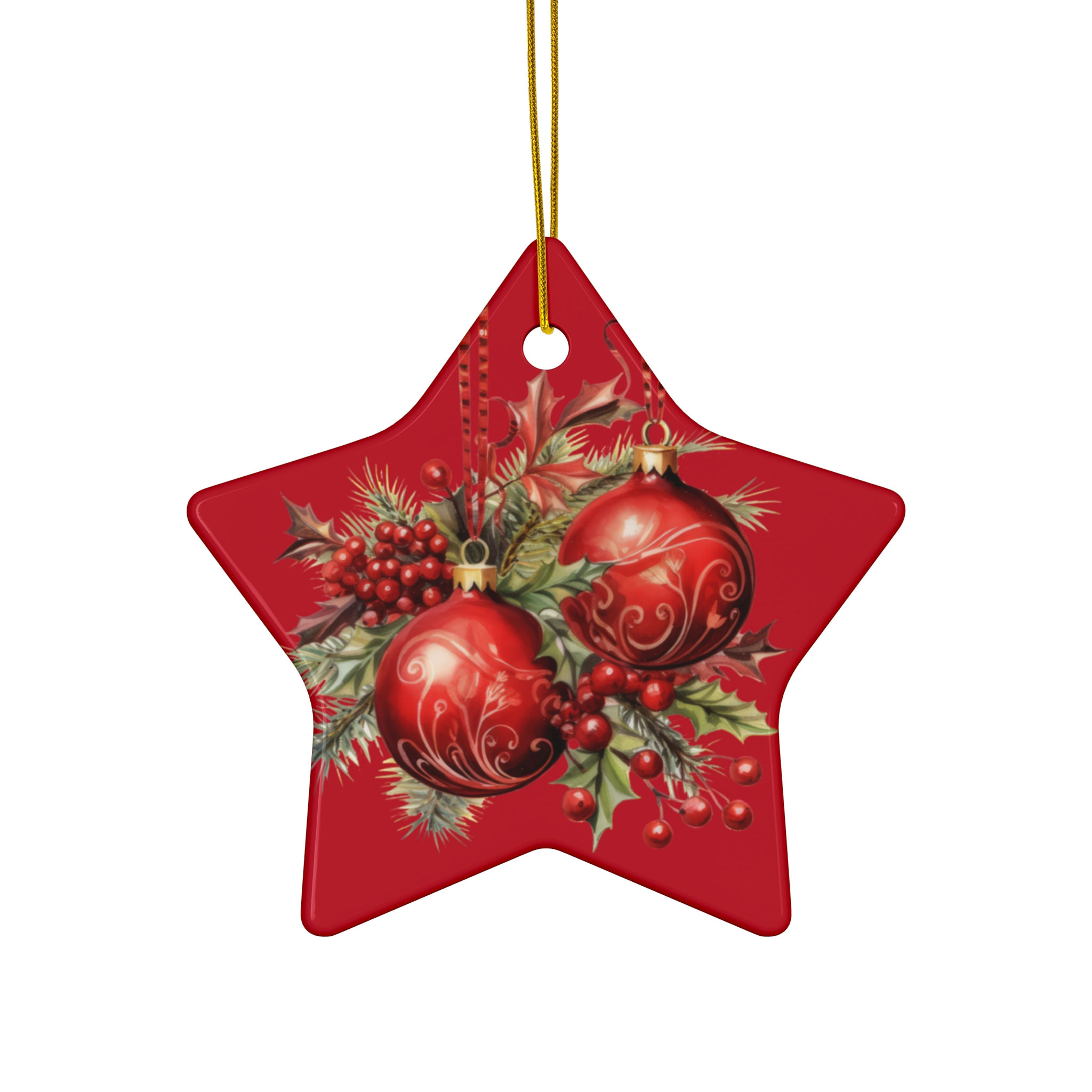 Holiday Ceramic Ornament Set - Christmas Decor, Tree Ornaments