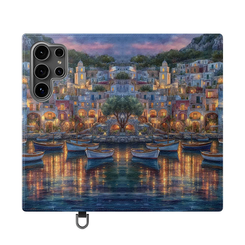 Thumbnail: Phone Flip Case — Cute Vintage Backpack Design, Card Slots
