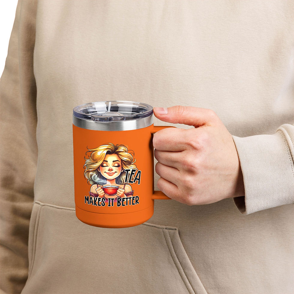 Thumbnail: Travel Mug -  Funny Coffee Tumbler 15oz | Happy Face on Front-Grumppy on Back