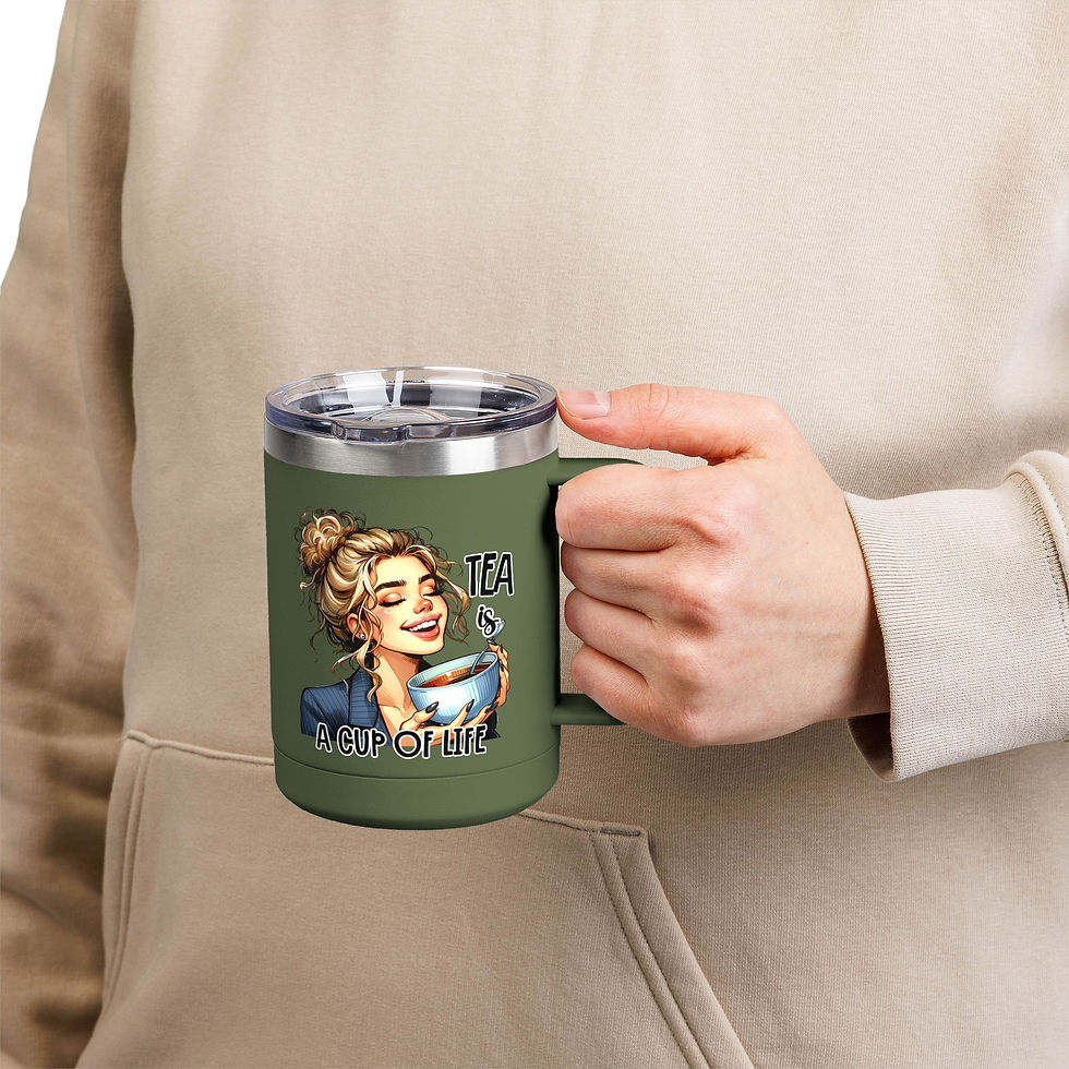 Thumbnail: Travel Mug -  Funny Coffee Tumbler 15oz | Happy Face on Front-Grumppy on Back
