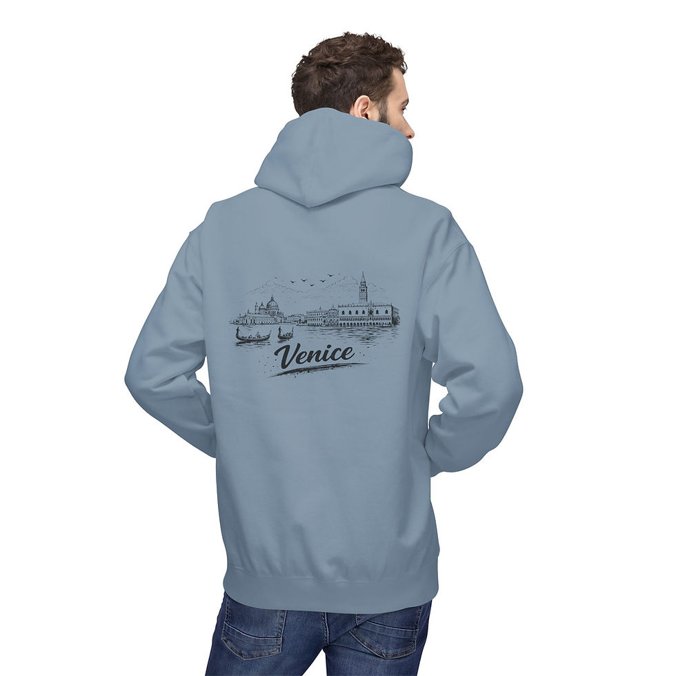 Thumbnail:  Venice-Melun Skyline Hoodie — Minimal French Cityscape Pullover