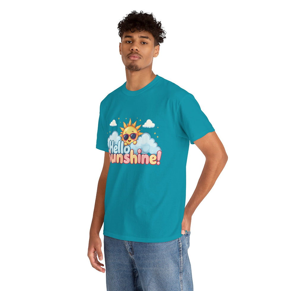 Thumbnail: Hello Sunshine Unisex Heavy Cotton Tee, Bright Summer Shirt, Fun Casual Wear,