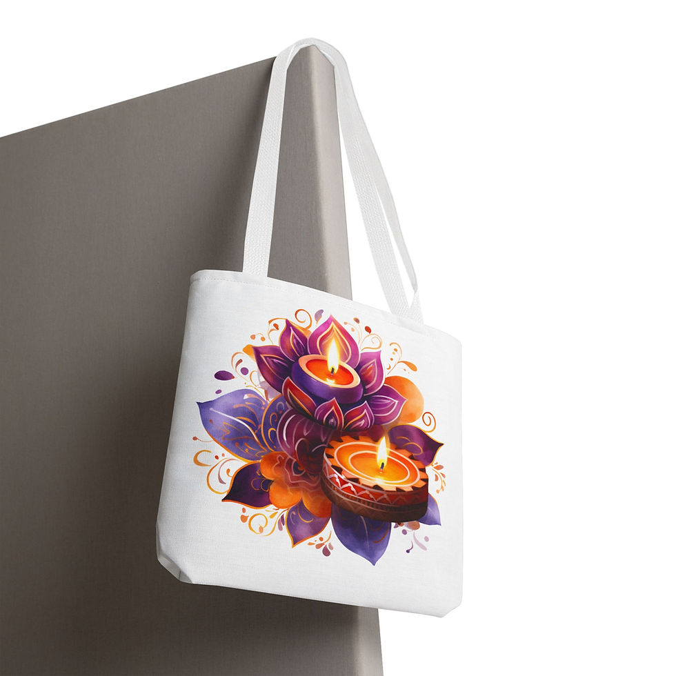 Thumbnail: Adorable Diwali Themed Tote Bag, Great for Diwali Gift