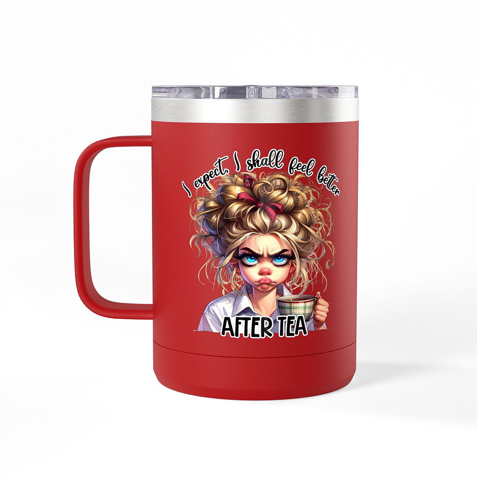 Thumbnail: Travel Mug -  Funny Coffee Tumbler 15oz | Happy Face on Front-Grumppy on Back