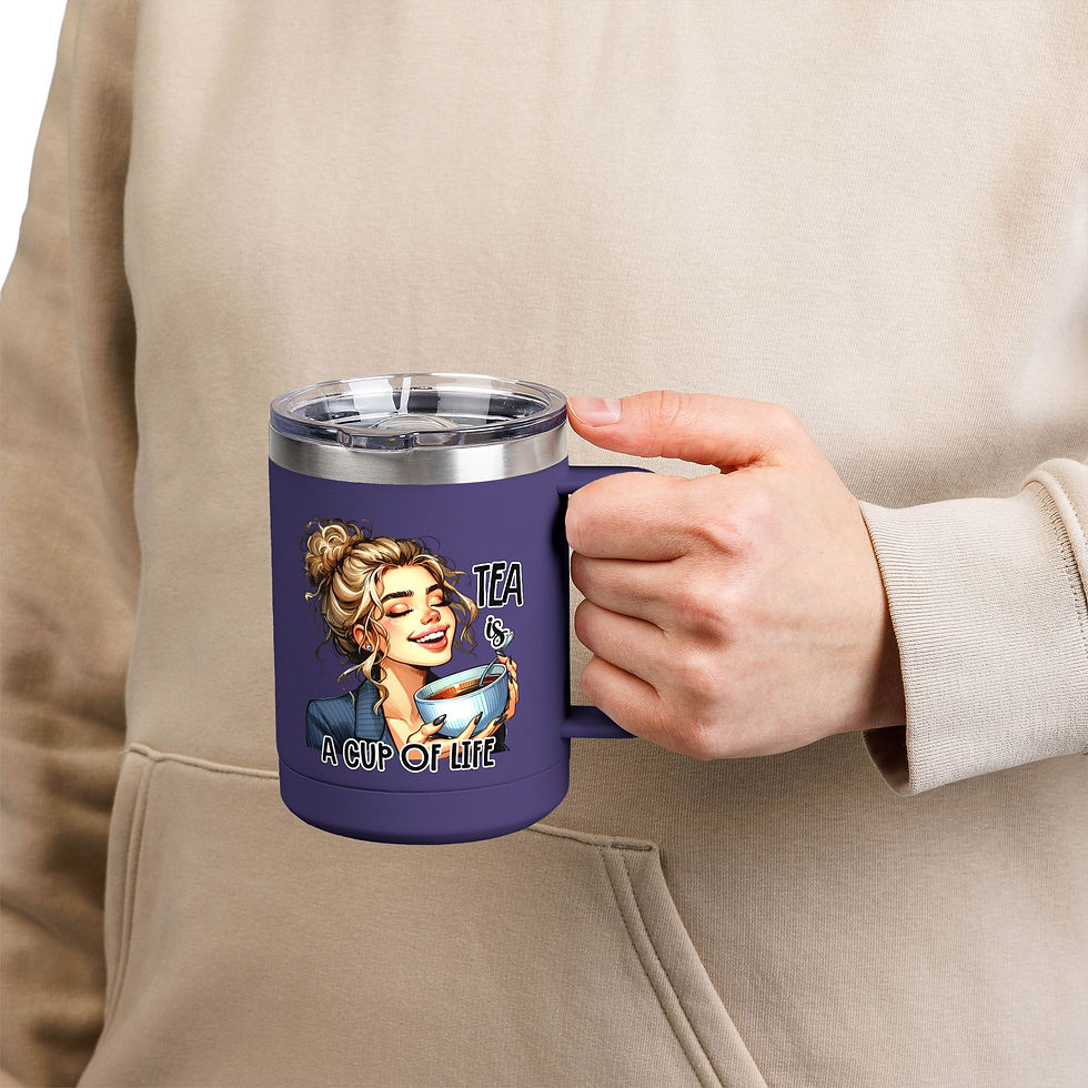 Thumbnail: Travel Mug -  Funny Coffee Tumbler 15oz | Happy Face on Front-Grumppy on Back
