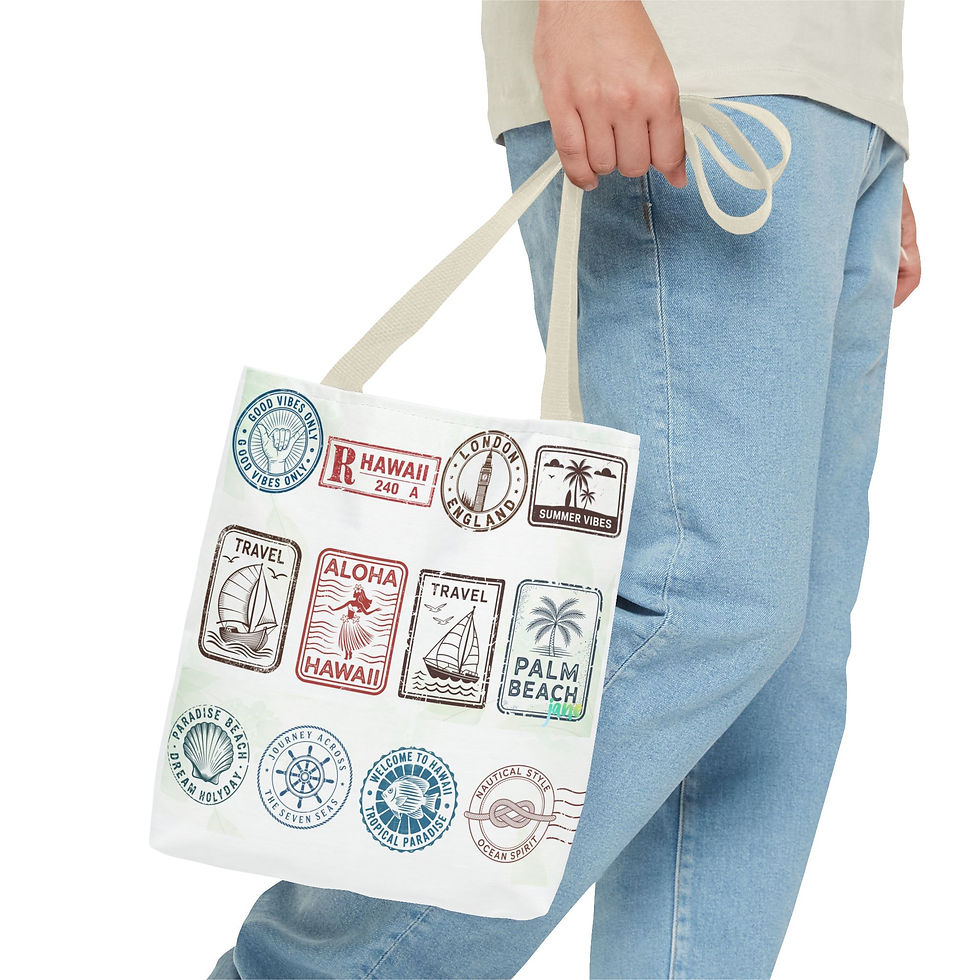 Thumbnail: Tote Bag with Travel Stamp Design