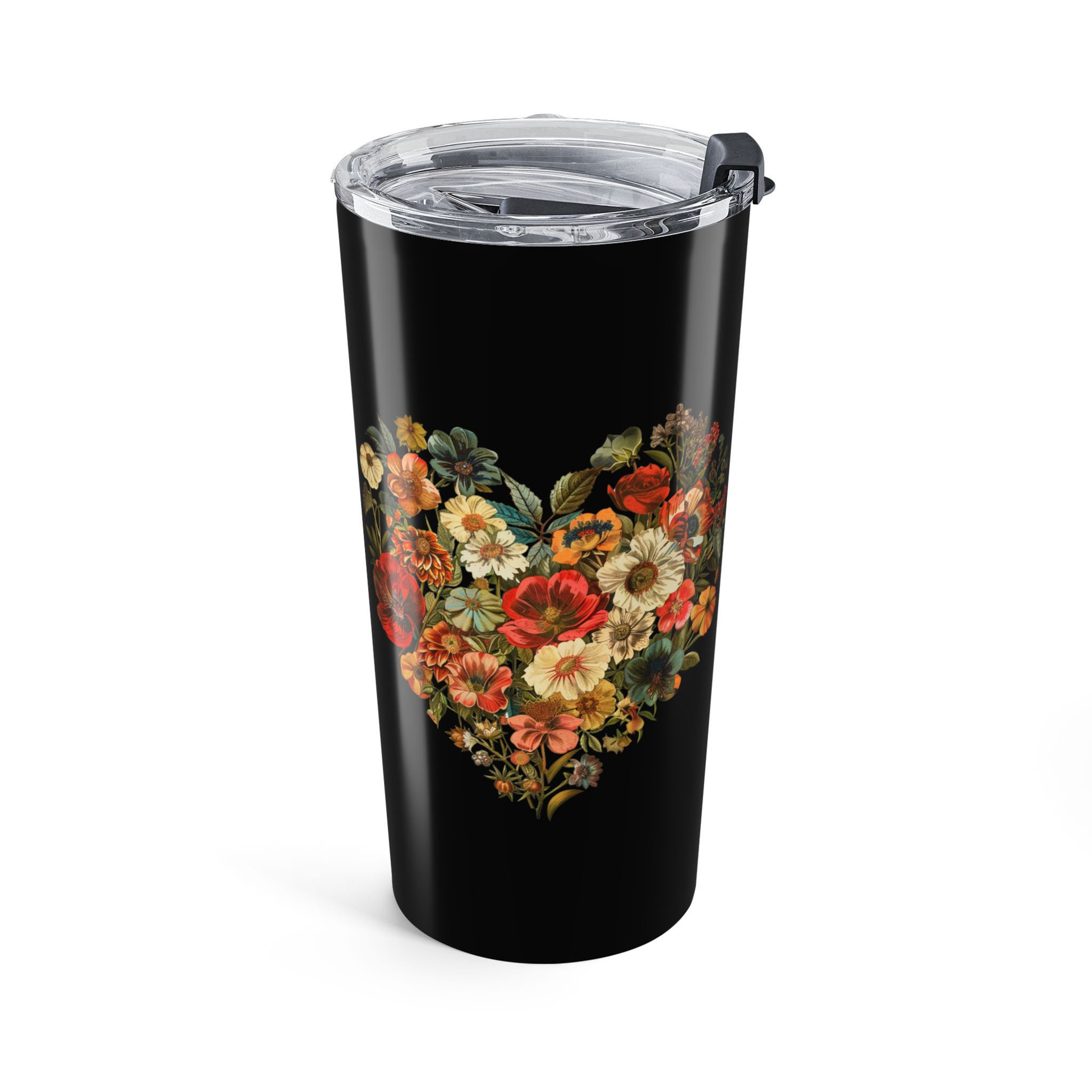 Flower Tumbler 20oz |  Heart-shaped Love Decor, Double-Wall Insulated Drinkware