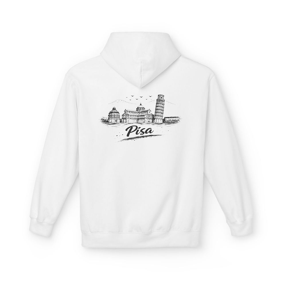 Thumbnail: Pisa-Melun Skyline Hoodie — Minimal French Cityscape Pullover