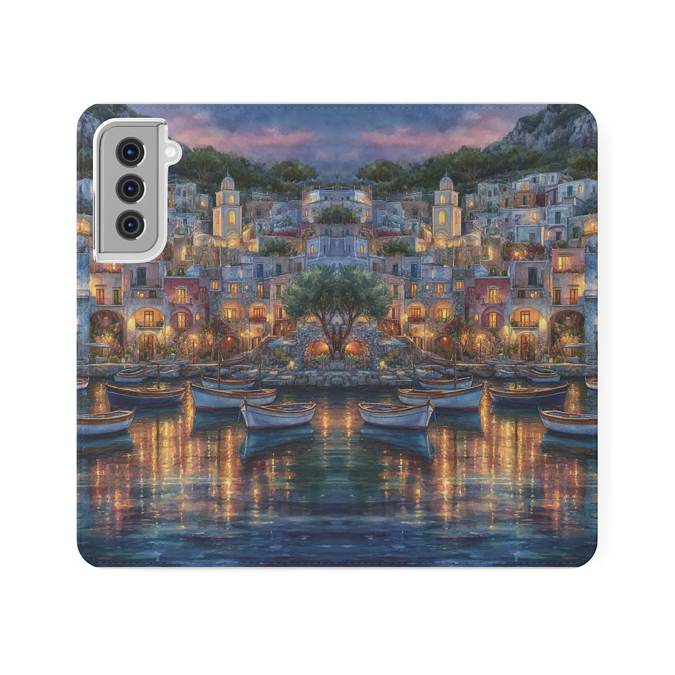Thumbnail: Phone Flip Case — Cute Vintage Backpack Design, Card Slots