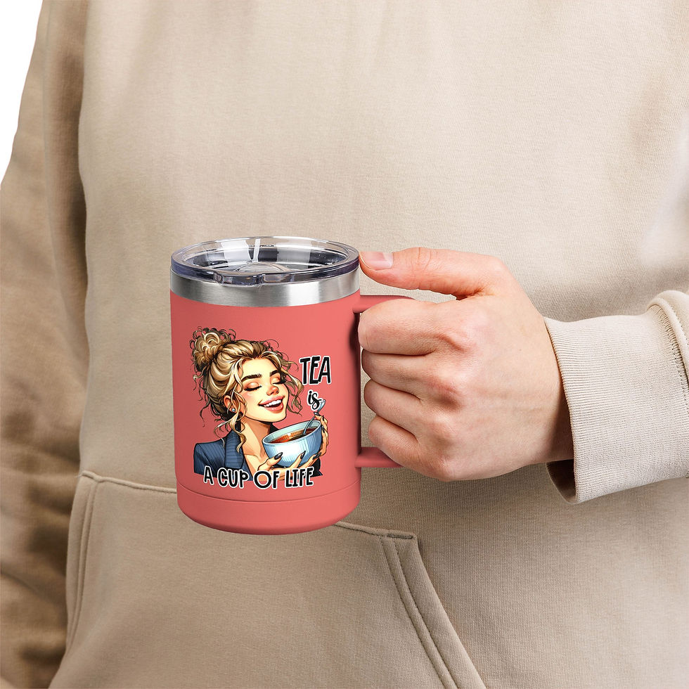Thumbnail: Travel Mug -  Funny Coffee Tumbler 15oz | Happy Face on Front-Grumppy on Back