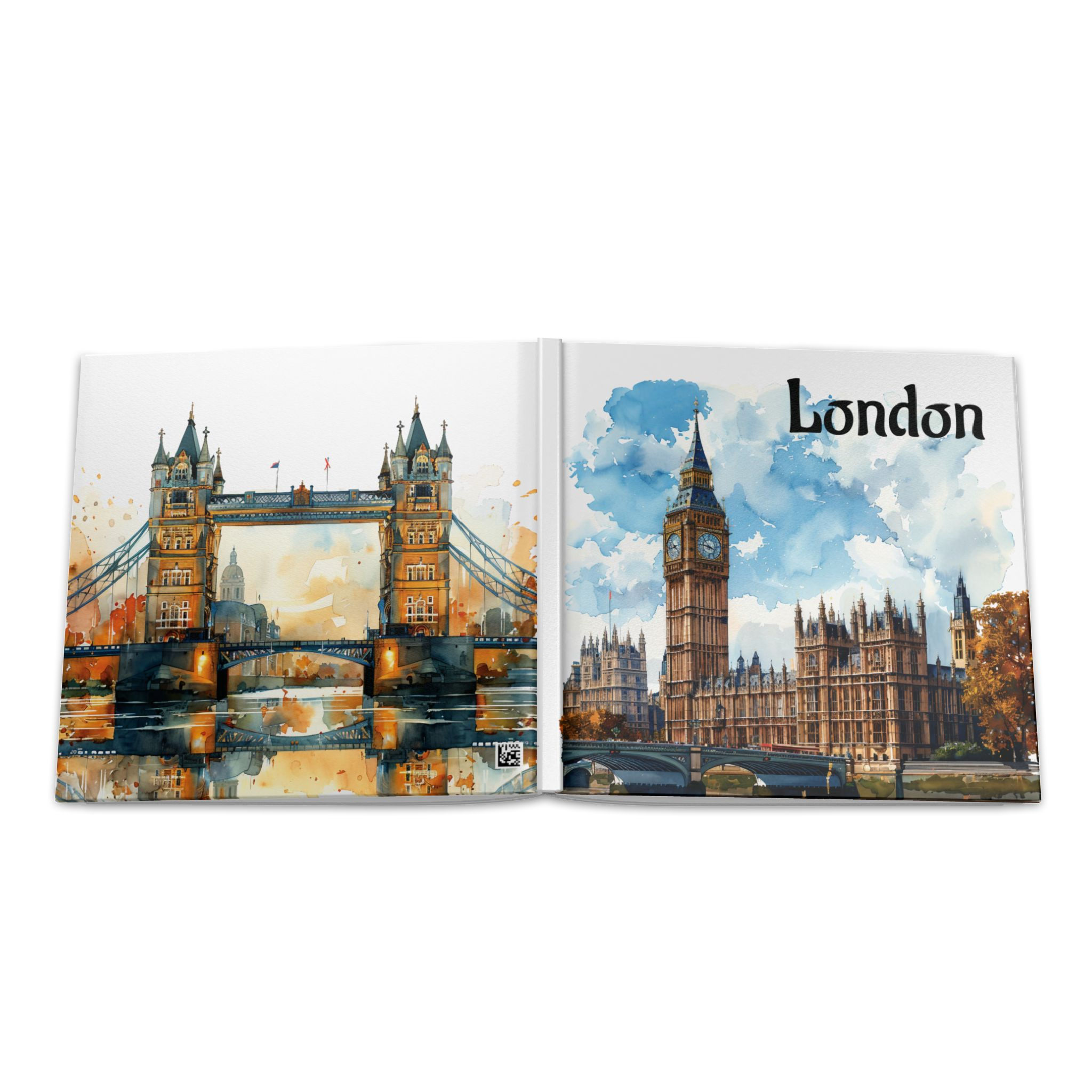 London Watercolor Skyline Hardcover Photo Book