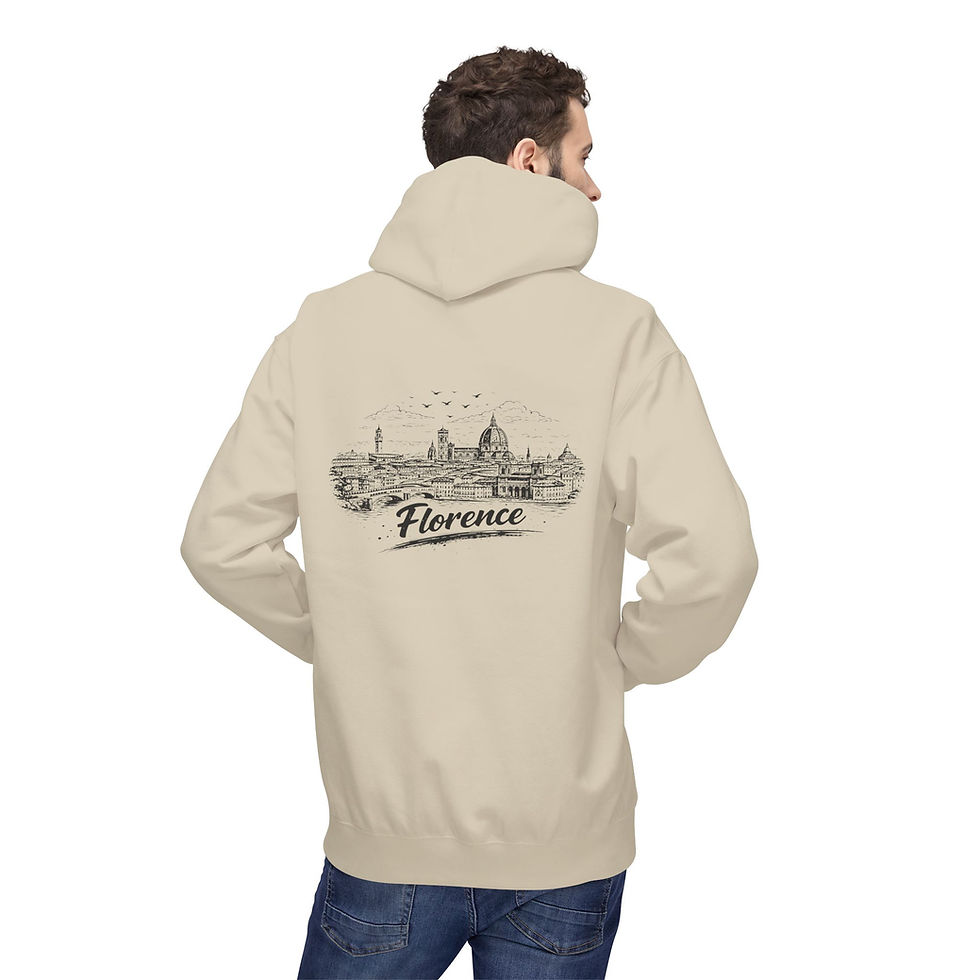 Thumbnail: Florence-Melun Skyline Hoodie — Minimal French Cityscape Pullover