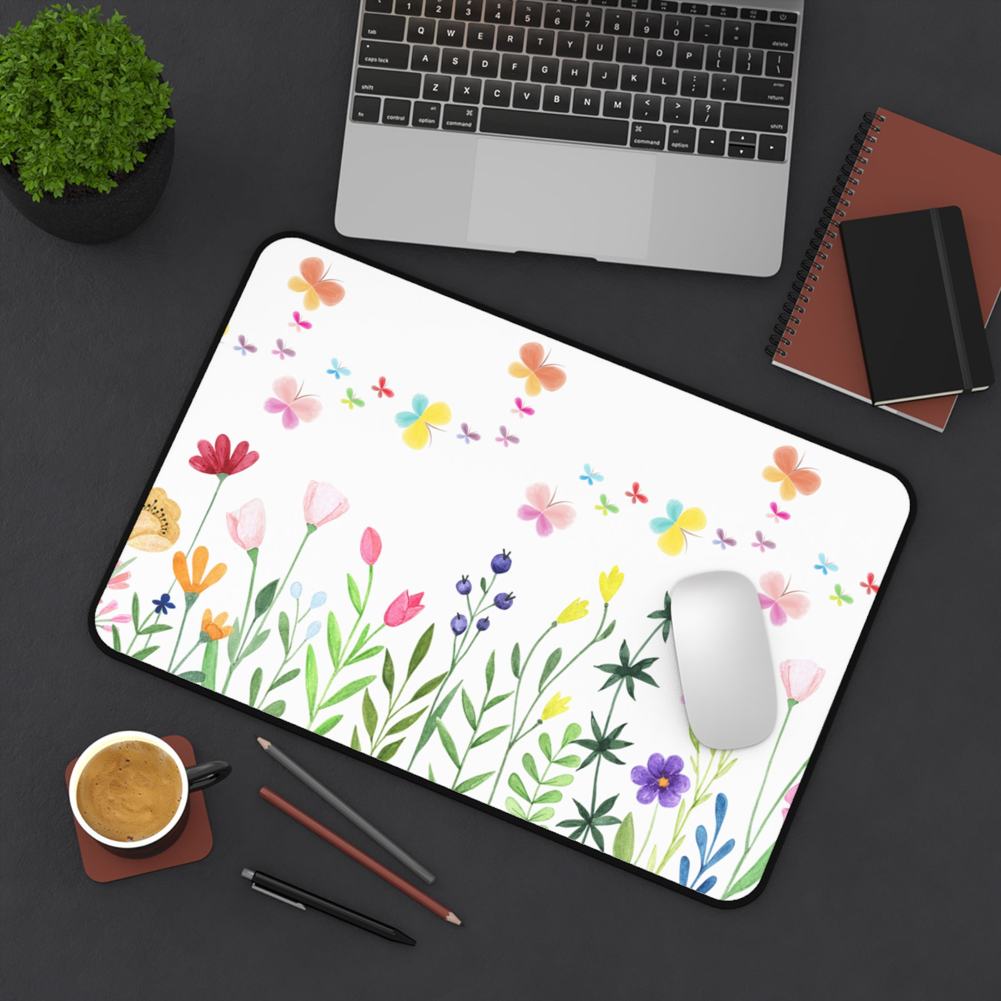 Floral Book Desk Mat - Desk Decor, Student Essential, Home Office