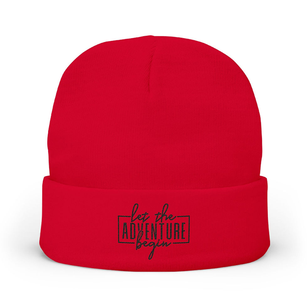 Thumbnail: Travel-Themed Knit Beanie - Perfect for Adventurers, Winter Style