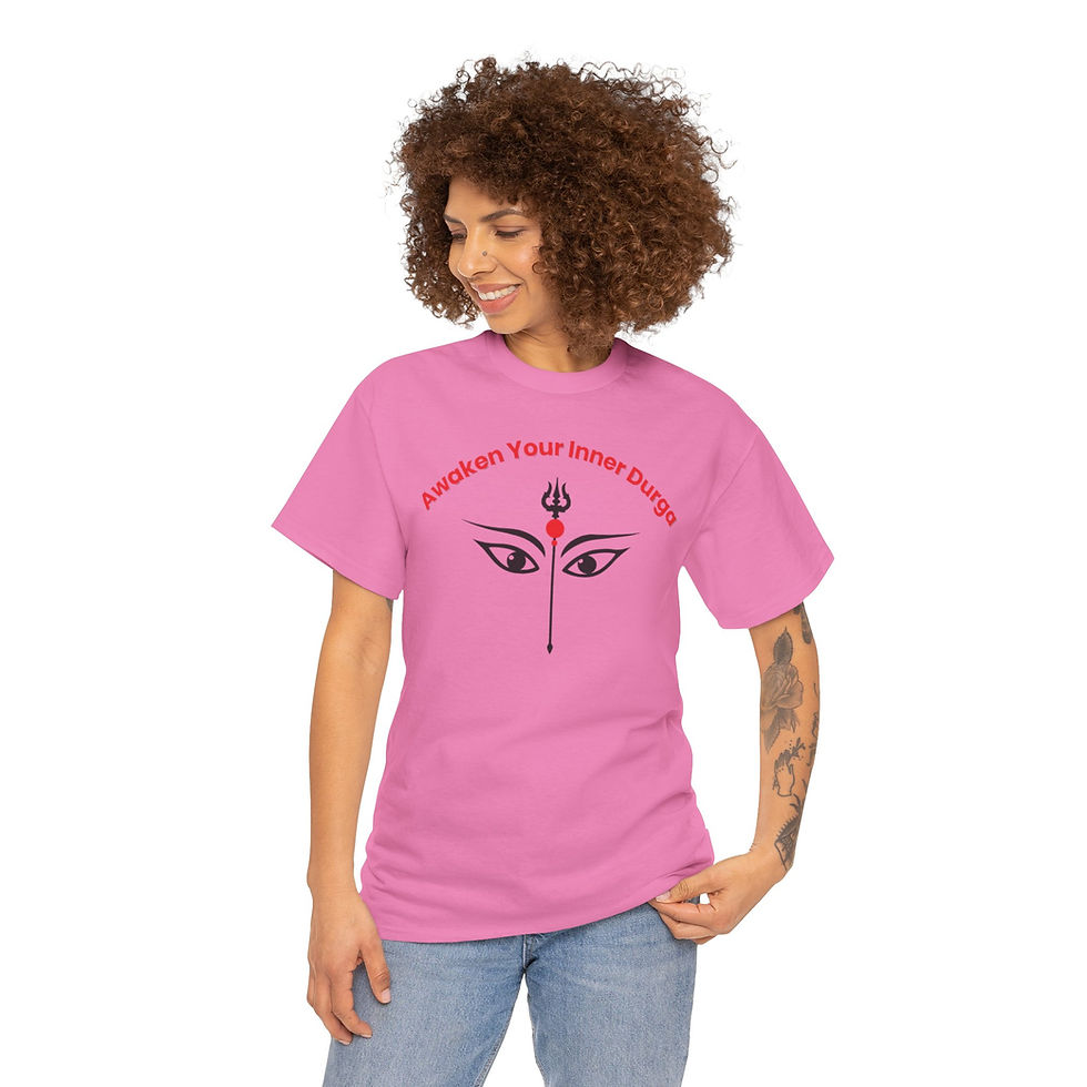 Thumbnail: Durga-Themed Unisex Heavy Cotton Tee,  Symbol of Strength