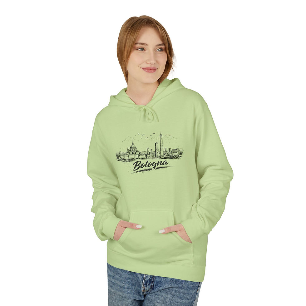 Thumbnail: Bologna-Melun Skyline Hoodie — Minimal French Cityscape Pullover