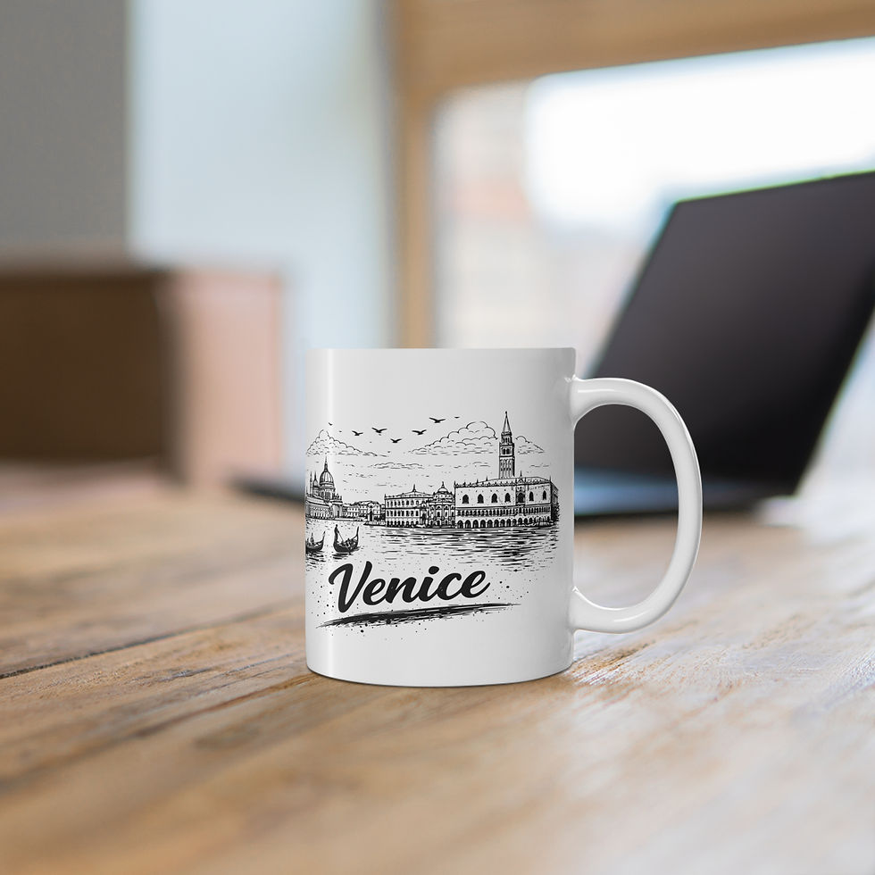 Thumbnail: Venice Sketch Mug — Vintage Cityscape 11oz Travel Coffee Cup