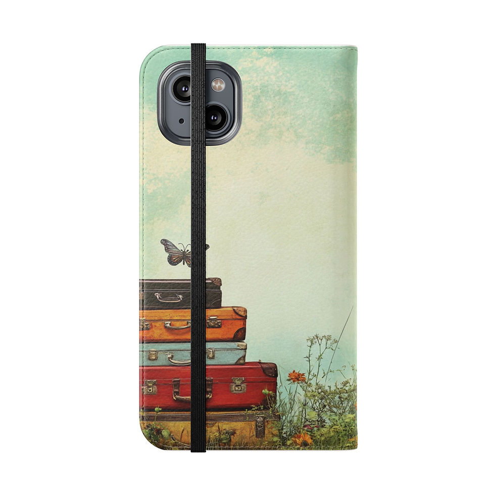 Thumbnail: Flip Case — Cute Vintage Backpack Design, Card Slots