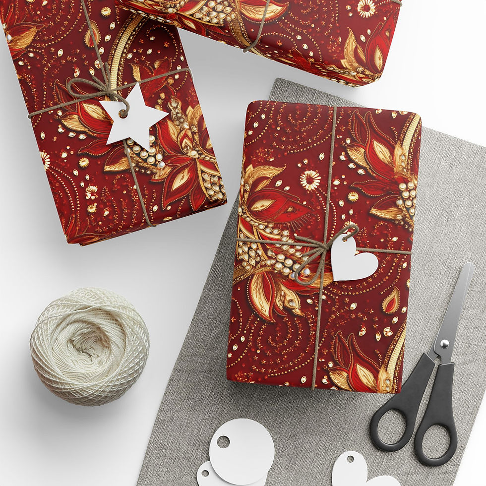 Thumbnail:  Festive Diwali Wrapping Paper, Holiday Gift Wrap for Presents, Starry Design