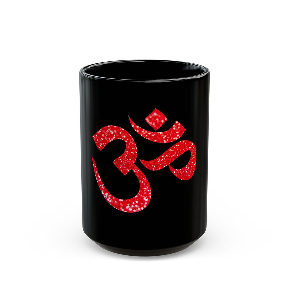 Thumbnail: Om Black Mug , Unique Coffee Cup for Gift, Meditation 