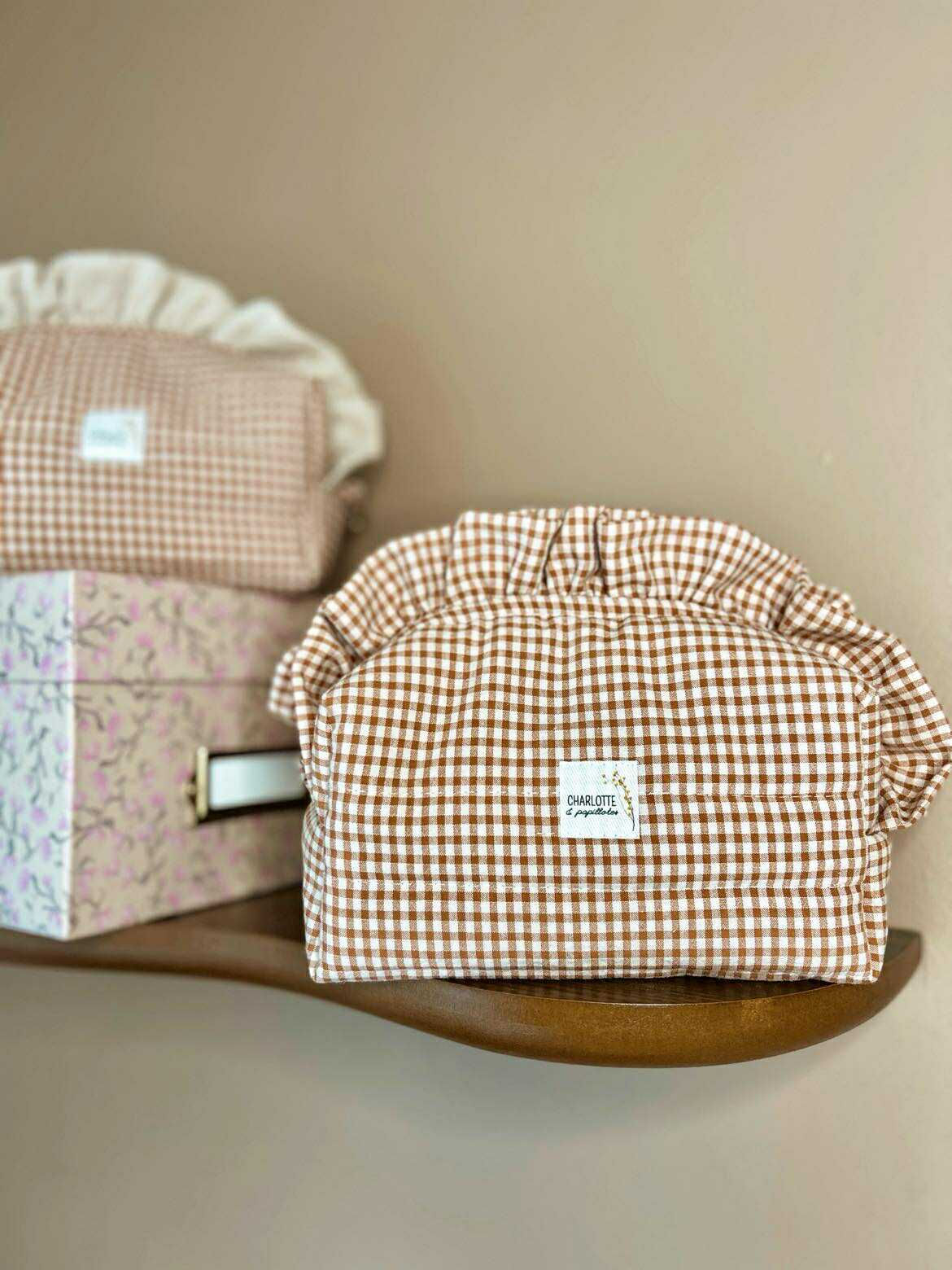 TROUSSE DE TOILETTE JEANNETTE VICHY MARRON