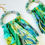 Thumbnail: Green Arch Fabric-Wrapped Statement Earrings