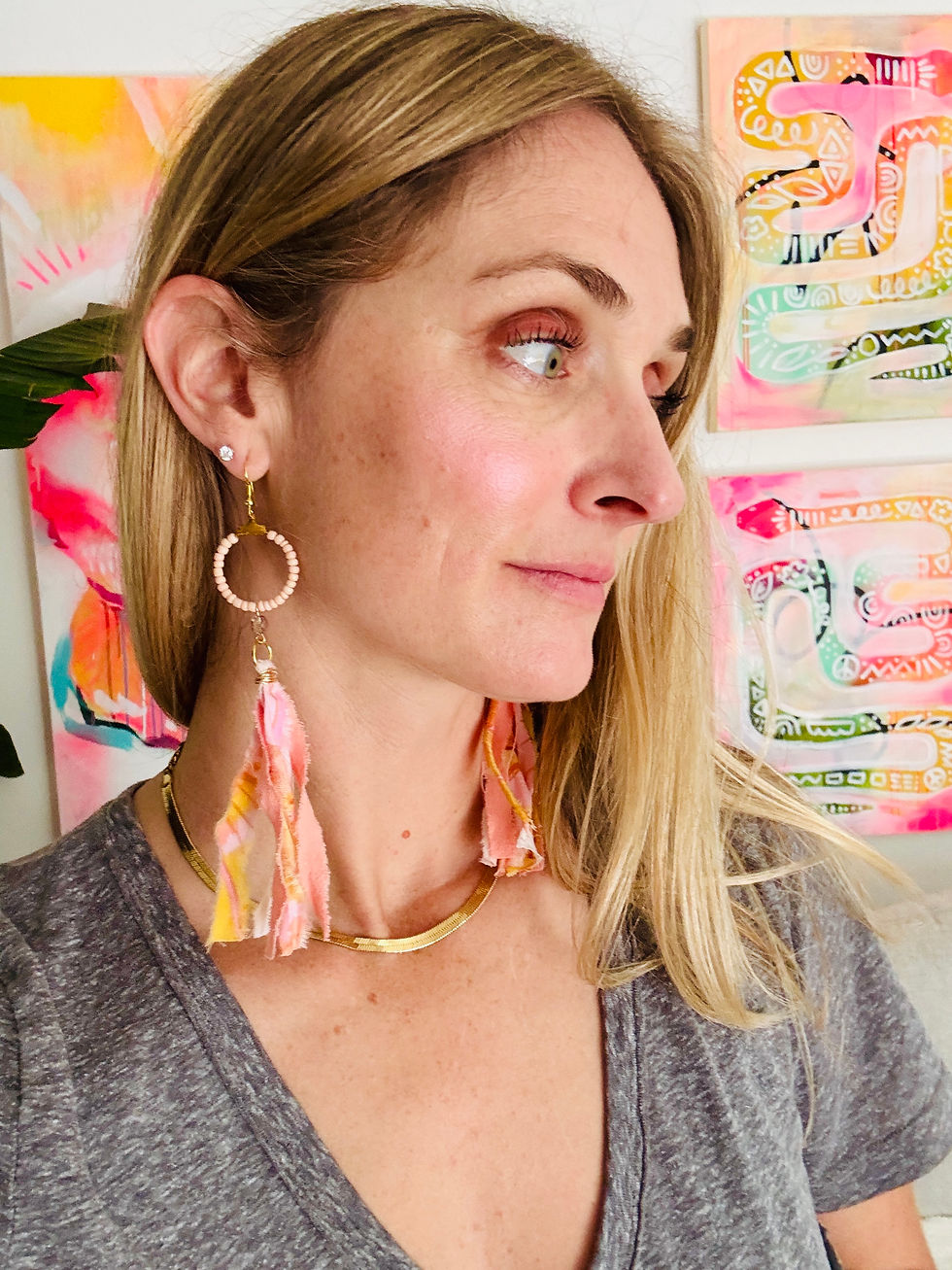 Thumbnail: Apricot Hoop + Tassel Statement Earrings