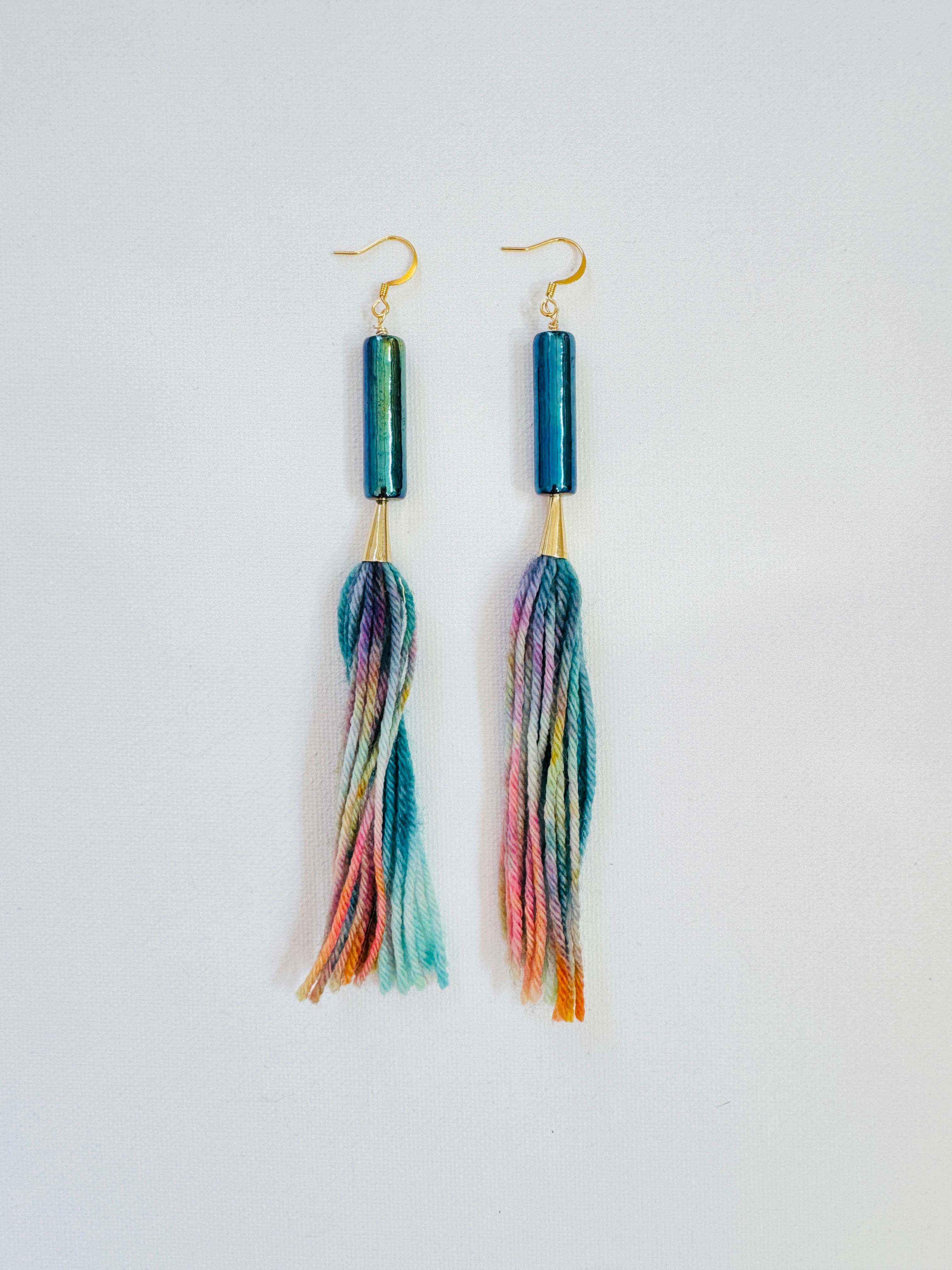 Dip Dyed Yarn Statement Earrings