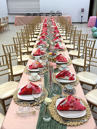 Pink Tea Party Tablescape, First Lady Agnes Birthday Tea Party, State Street Community Church Family Life Center, Raleigh NC