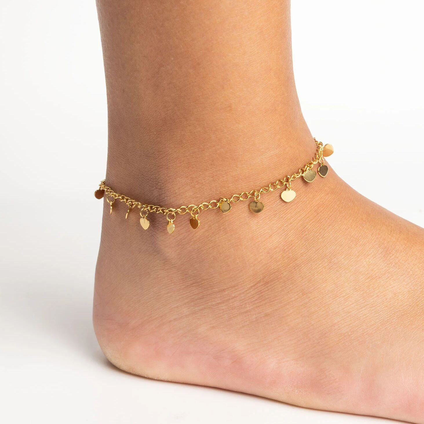 Dangle Hearts Anklet – 18K Gold PVD