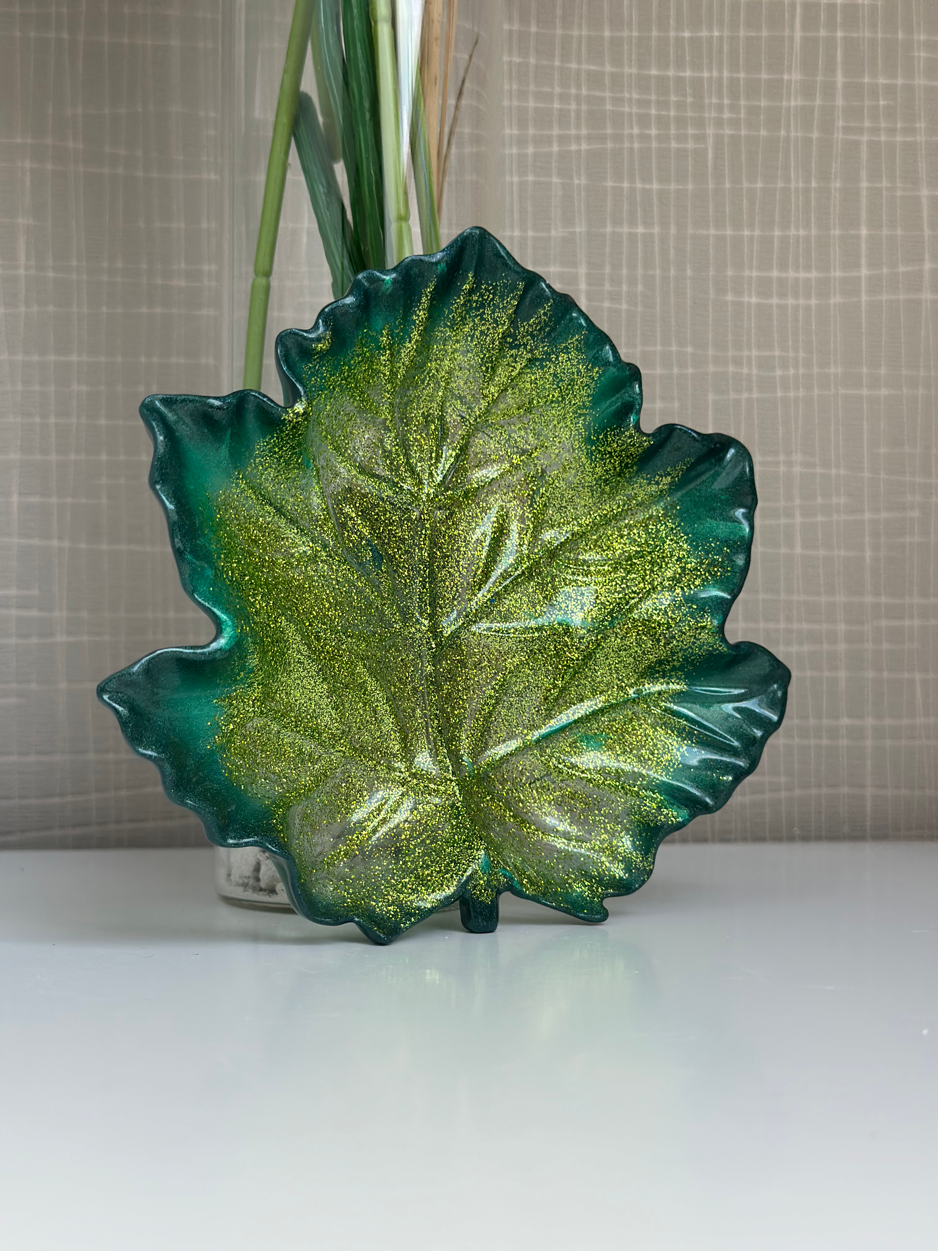 Vide poche feuille verte