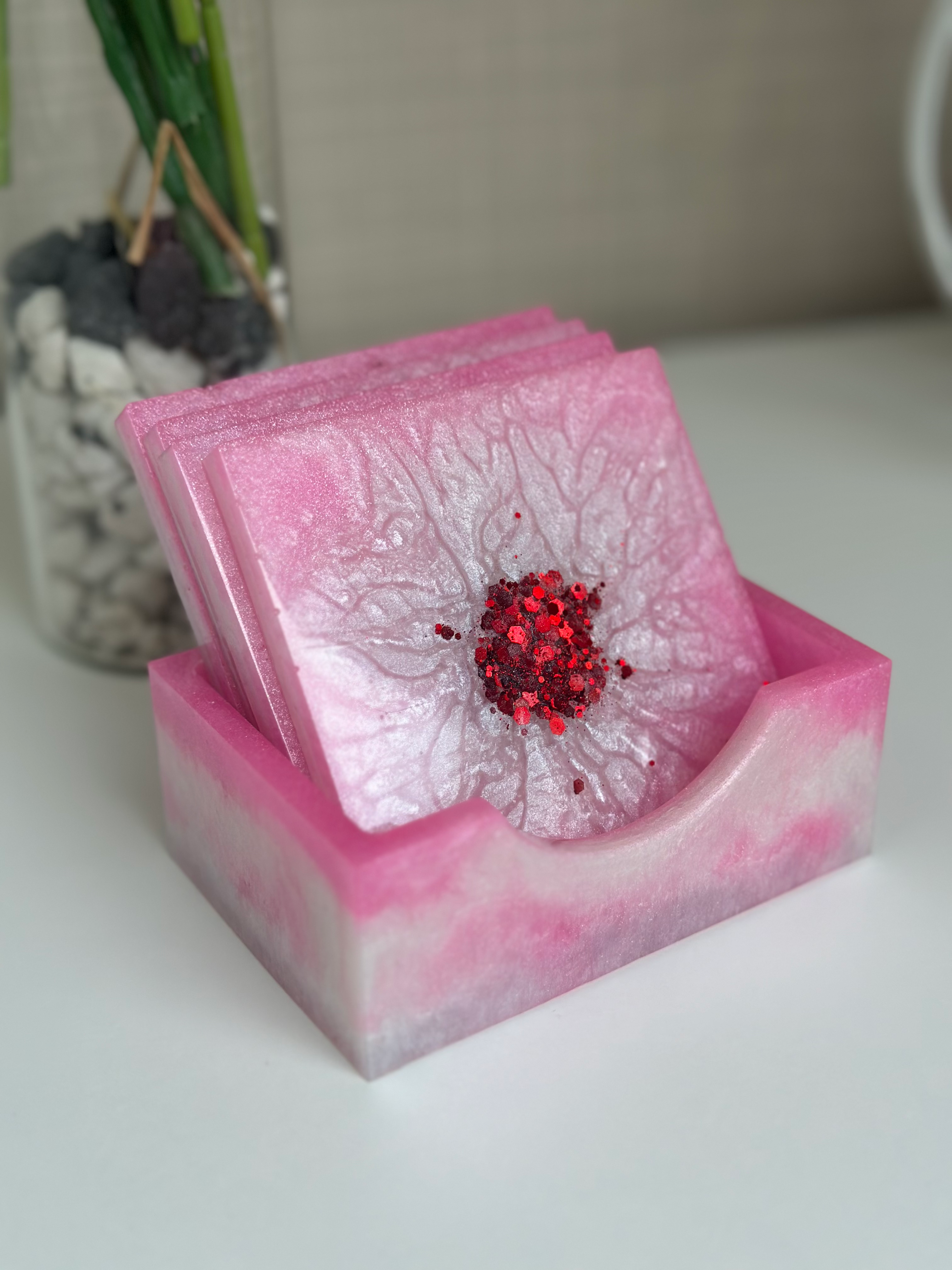 Sous-verre rose