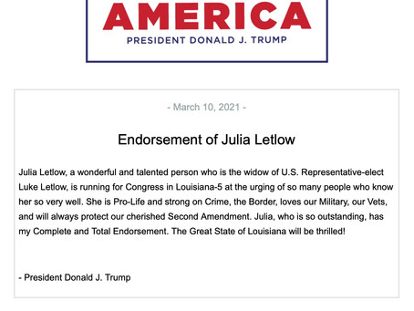 President Donald J. Trump Endorses Julia Letlow for Congress