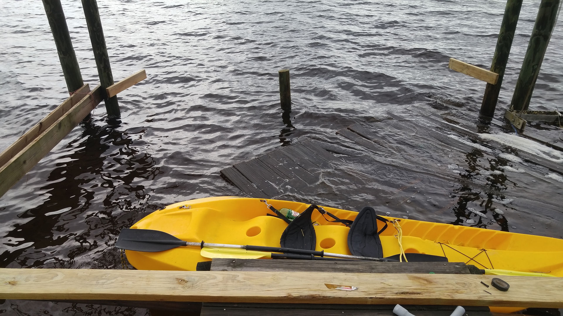 We used the kayak for keeping tools until we got our stringers in place.