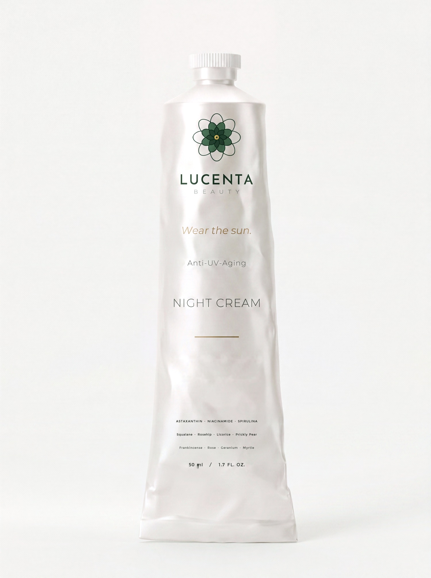 Lucenta Anti-UV-Aging Night Cream — pearl-white aluminum tube