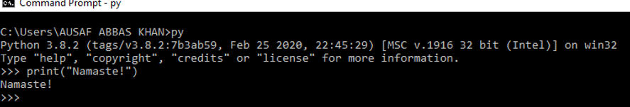 Executing Python Code thorugh Command prompt