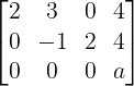 GATE 2008: For what value of a, if any, will the following system of equations in x, y and z have a solution 2x + 3y = 4 x + y + z = 4 x + 2y − z = a